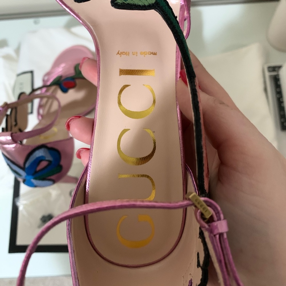 SOLD!!✨Gucci Pink Ophelia Embroidered Sandals - Picture 8 of 8